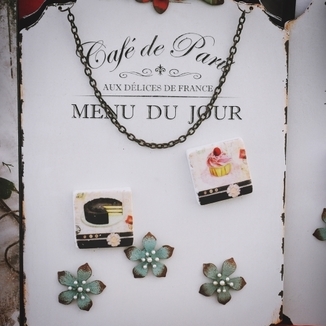 Tabliczka Retro Cafe+3magnesy kwiatki